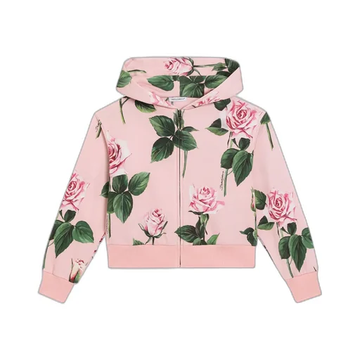 Floral Printed Zipped Hoodie