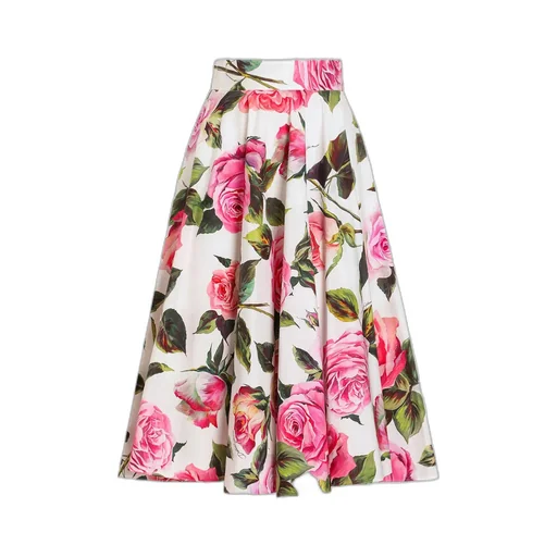 Floral Printed Flared Midi Skirt