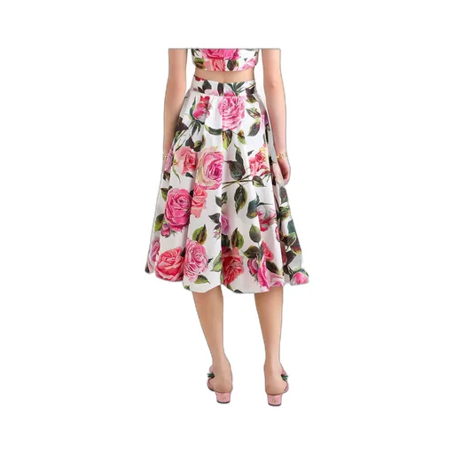 Floral Printed Flared Midi Skirt