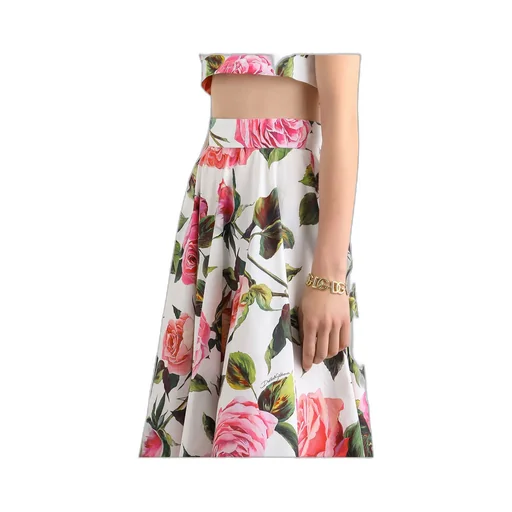 Floral Printed Flared Midi Skirt