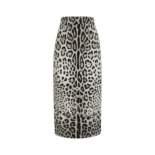 Leopard Printed Charmeuse Midi Pencil Skirt
