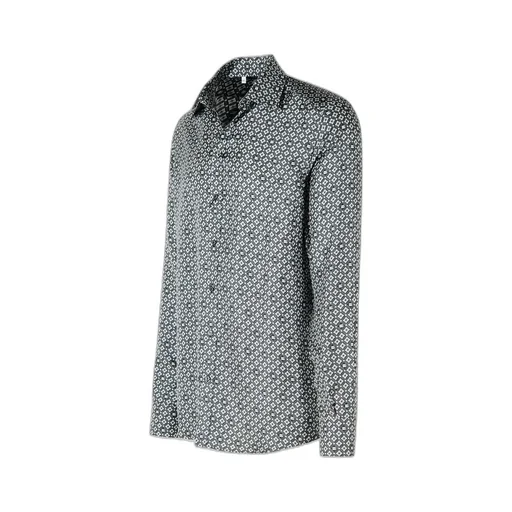 Patterned Curved Hem Shirt