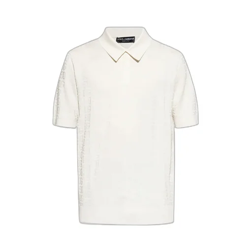 Dg Logo Jacquard Knitted Polo Shirt