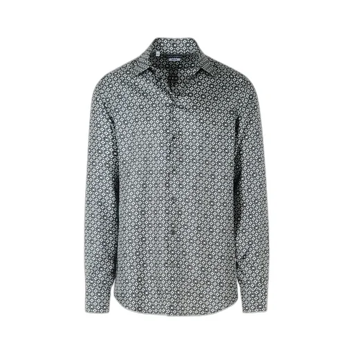 Patterned Curved Hem Shirt