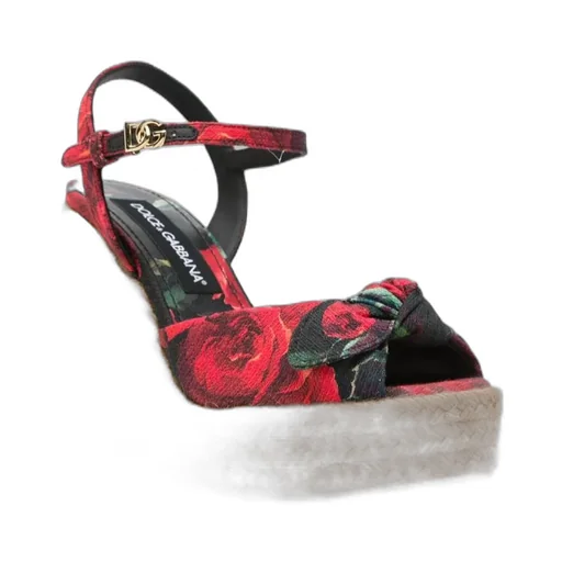 Floral Motif Wedge Sandals