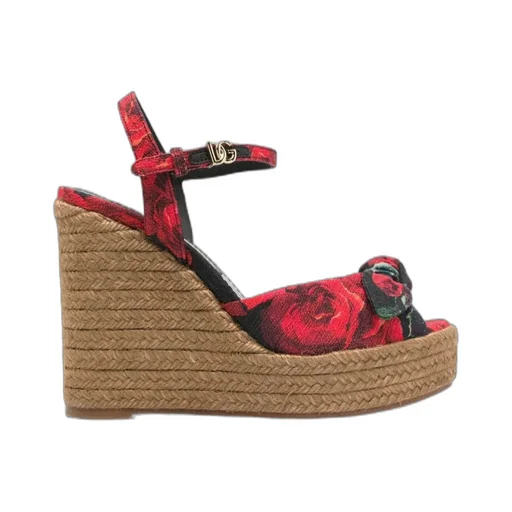 Floral Motif Wedge Sandals