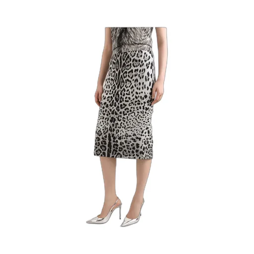 Leopard Printed Charmeuse Midi Pencil Skirt