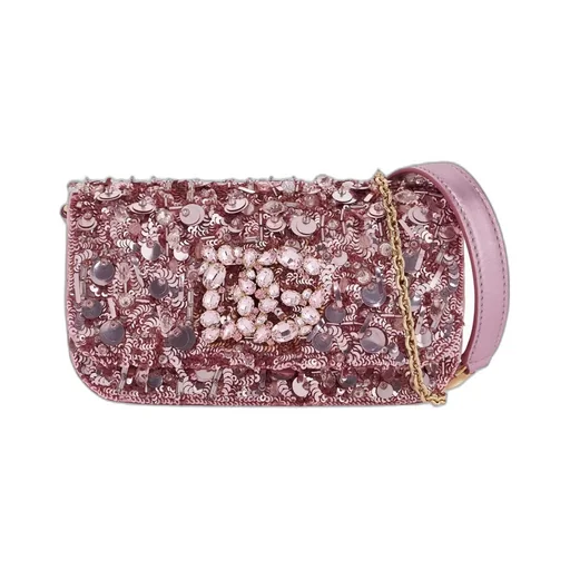 All-Over Embellished Foldover Top Crossbody Bag