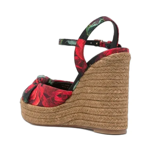 Floral Motif Wedge Sandals