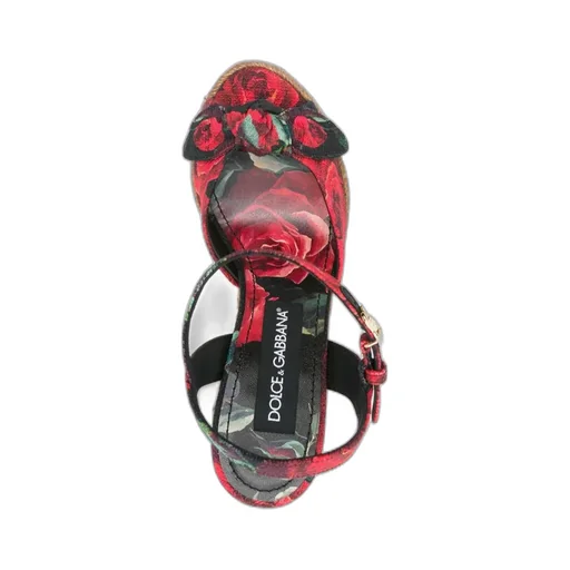 Floral Motif Wedge Sandals