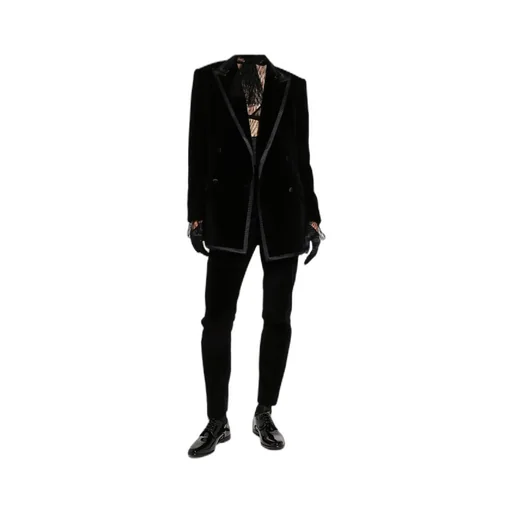 Double Breasted Velvet Blazer