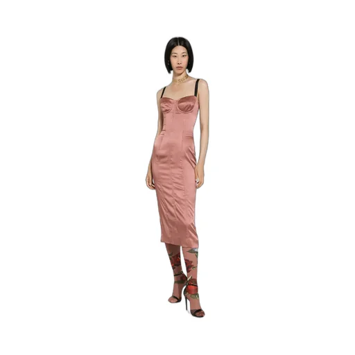 Satin Calf-Length Corset Dress
