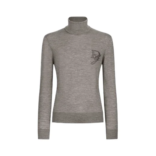 Dg Logo Embroidered Turtleneck Jumper