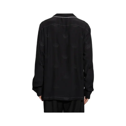 Contrast-Stitch Long-Sleeved Pajamas Top