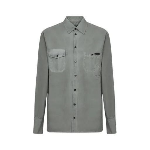 Logo Patch Cruved Hem Shirt