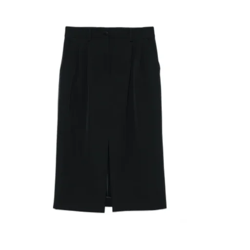 Front Slit Pleated Midi Skirt