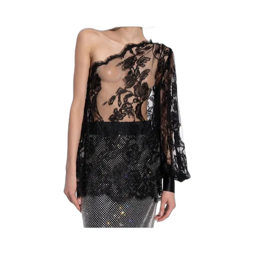 Chantilly Lace One-Shoulder Blouse