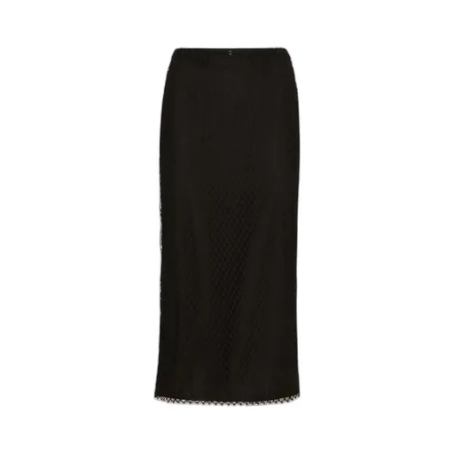 Mesh Calf-Length Pencil Skirt