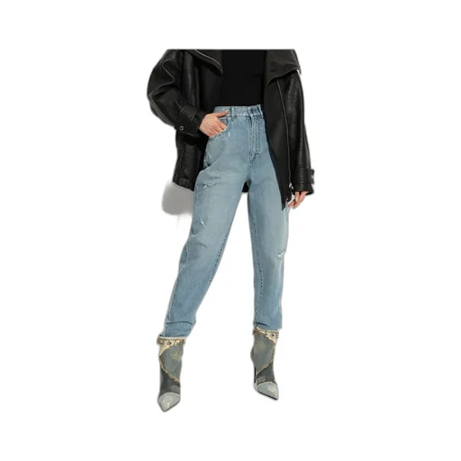 Embellished Pointed Toe Denim Ankle Boots