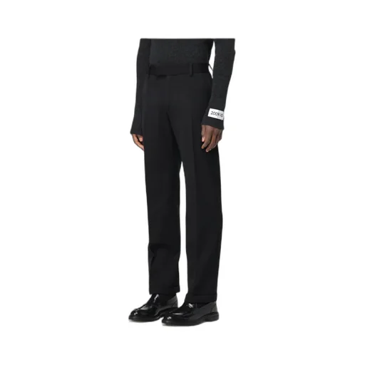 Straight Leg Turn-Up Hem Trousers