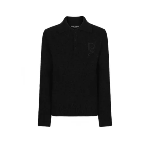 Dg Logo Embroidered Knitted Polo Shirt