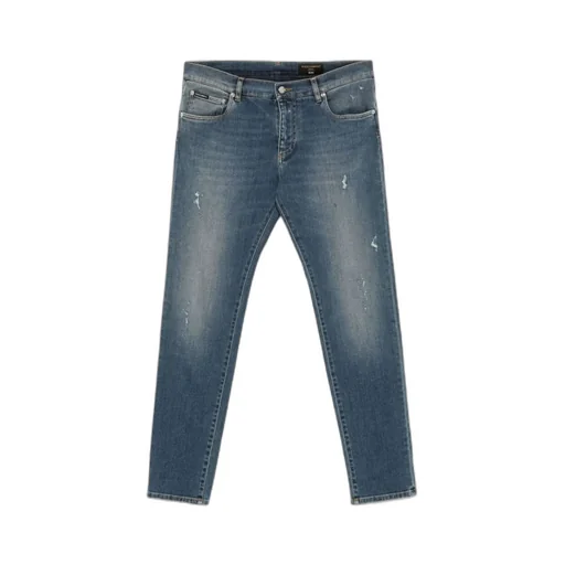 Mid-Rise Ripped Denim Jeans