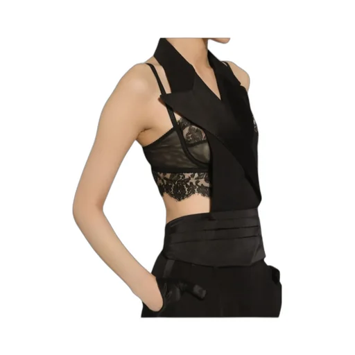 Double-Breasted Satin Vest