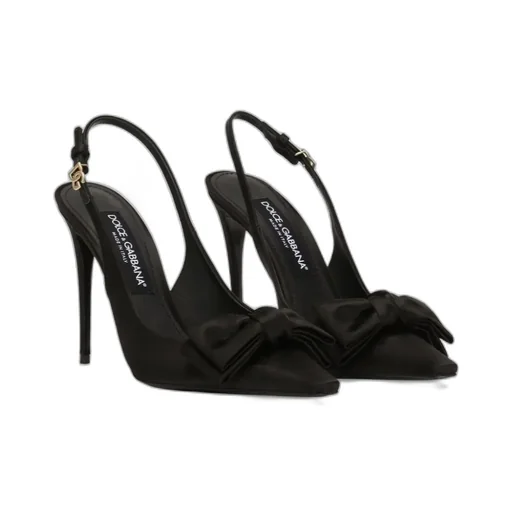 Bow Detailed Satin Slingbacks