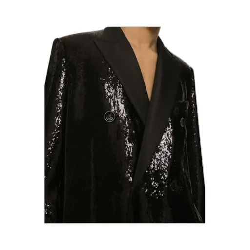 Sequined Double-Breasted Coat