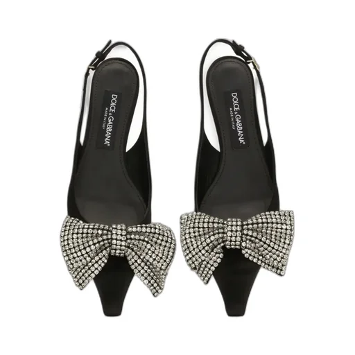 Embellished Satin Slingbacks