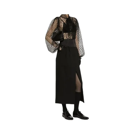 Calf-Length Tuxedo Pencil Skirt