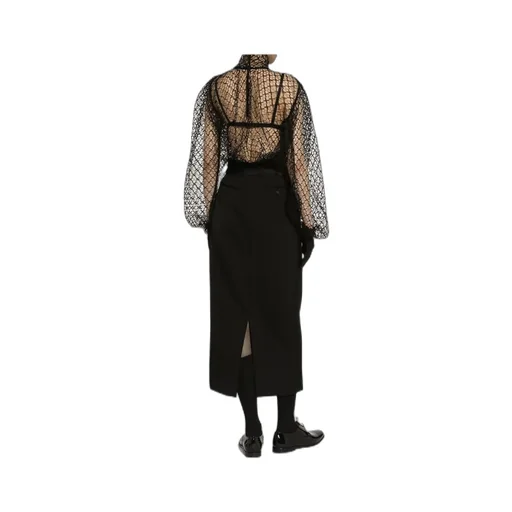 Calf-Length Tuxedo Pencil Skirt