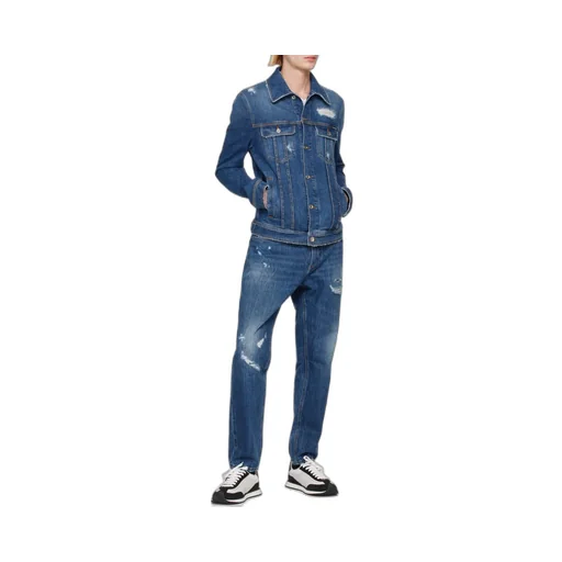 Logo Embroidered Distressed Jeans
