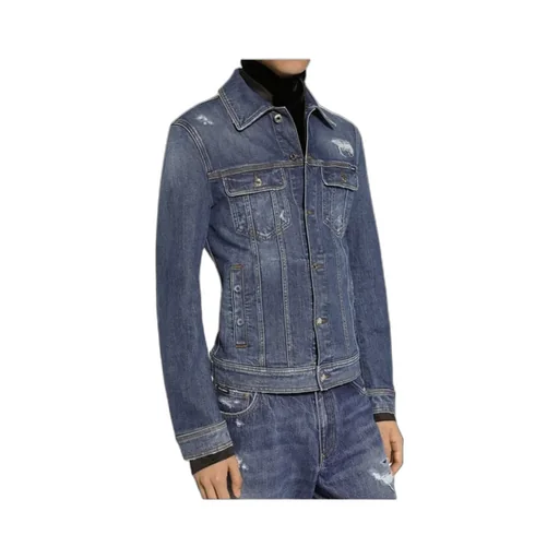 Buttoned Straight Hem Denim Jacket