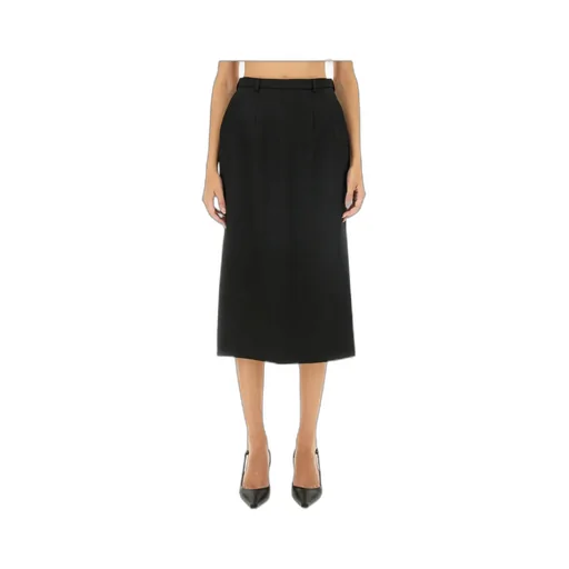 High Waist Gabardine Midi Skirt