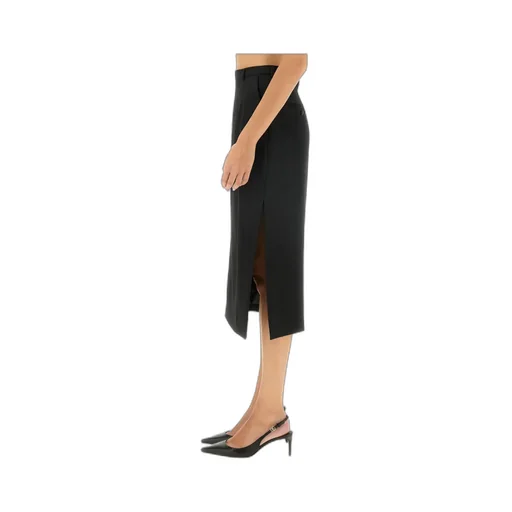 High Waist Gabardine Midi Skirt