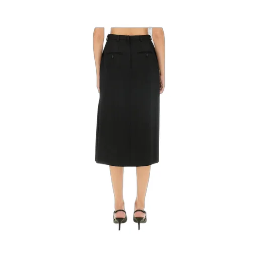 High Waist Gabardine Midi Skirt