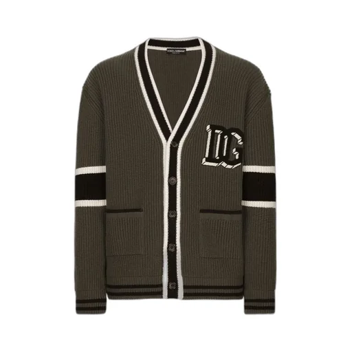 Dg Logo Patch Rib-Knitted Cardigan