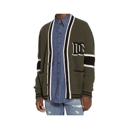 Dg Logo Patch Rib-Knitted Cardigan