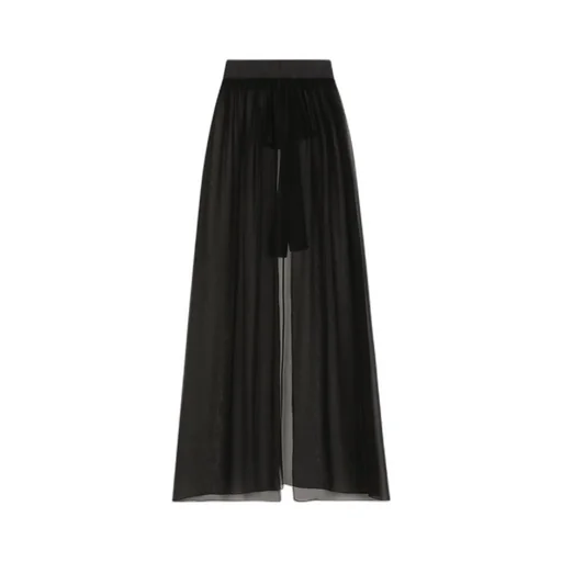 Belted Midi Chiffon Skirt