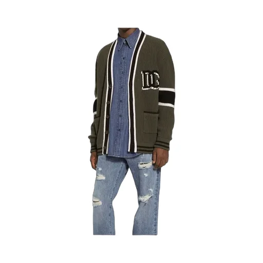 Dg Logo Patch Rib-Knitted Cardigan