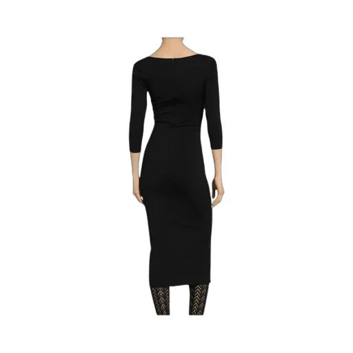 Logo Plaque Scoop Neck Midi Dress