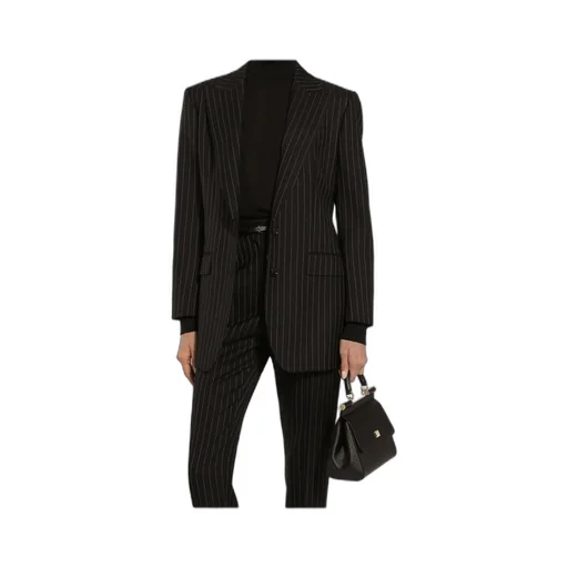 Single-Breasted Pinstriped Jacket