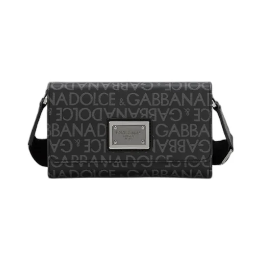 Logo Jacquard Foldover Top Crossbody Bag