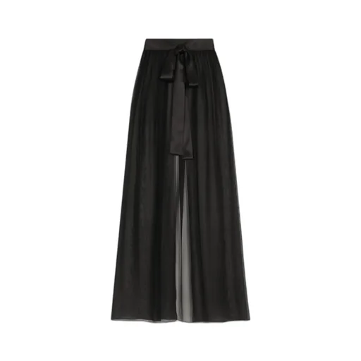 Belted Midi Chiffon Skirt