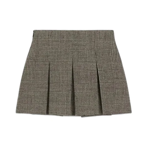 Dg Logo Plaque Glen Plaid Skirt