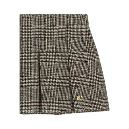 Dg Logo Plaque Glen Plaid Skirt