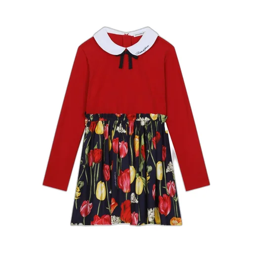 Tulip Printed Bow Detailed Dress