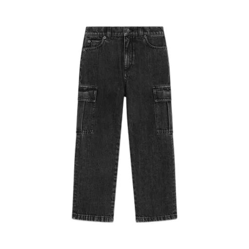 Branded Tag 5-Pocket Denim Cargo Jeans