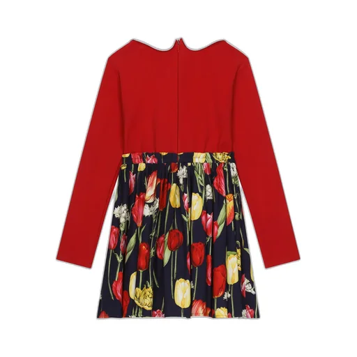 Tulip Printed Bow Detailed Dress